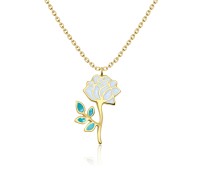 Gold Plated Gently Rose Silver Necklace SPE-3368-GP (CO1+CO15)